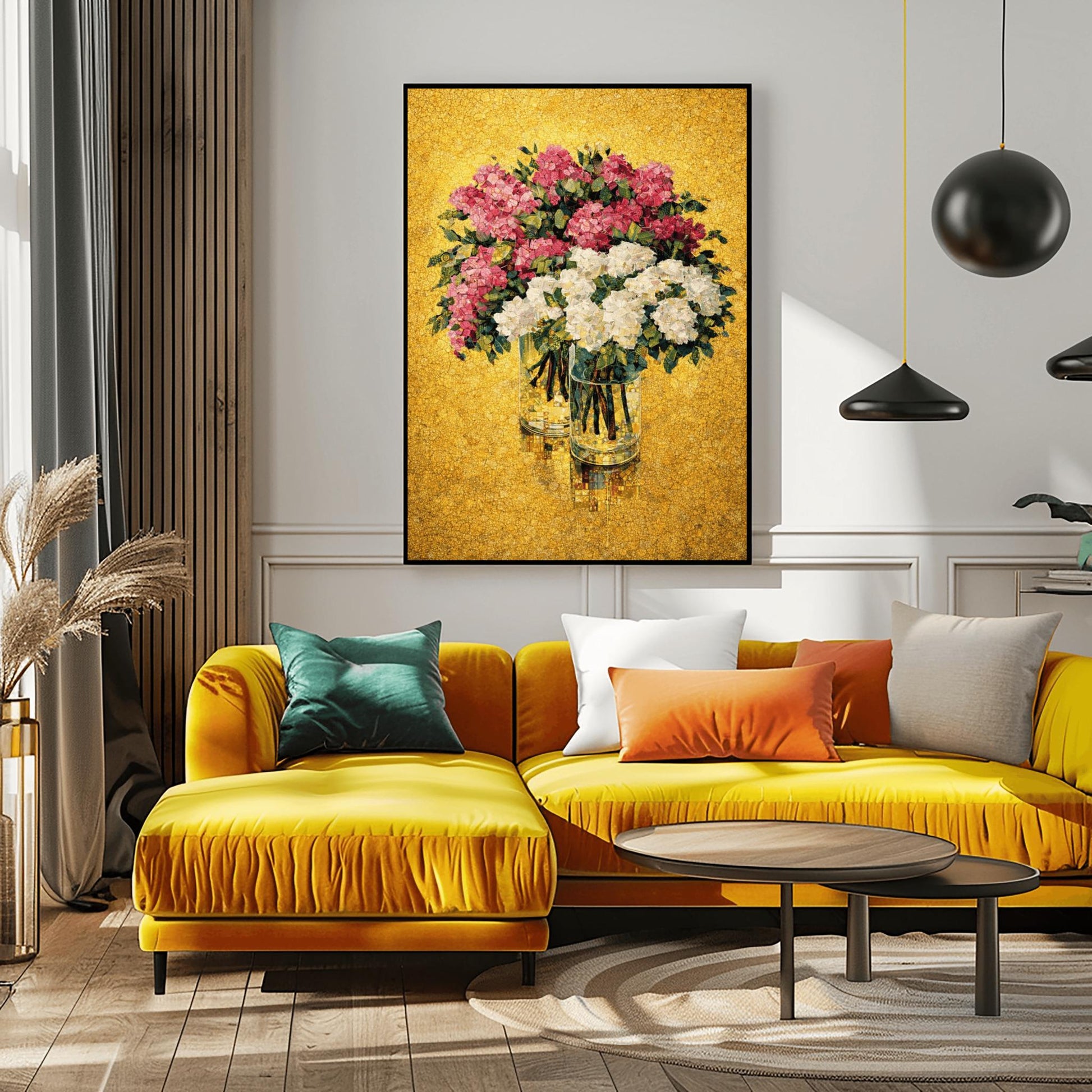 Gustav Klimt Hydrangea Inspiration Print ‚Äì Gold Floral Wall Art (view 2)
