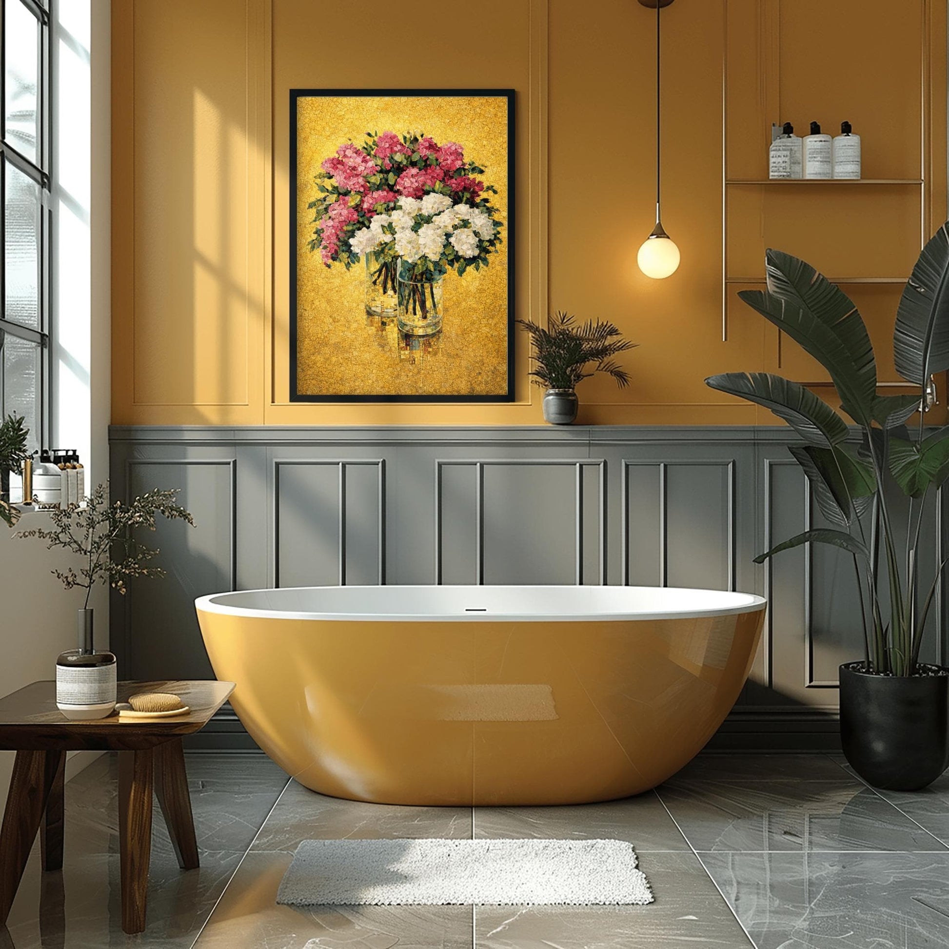 Gustav Klimt Hydrangea Inspiration Print ‚Äì Gold Floral Wall Art (view 3)