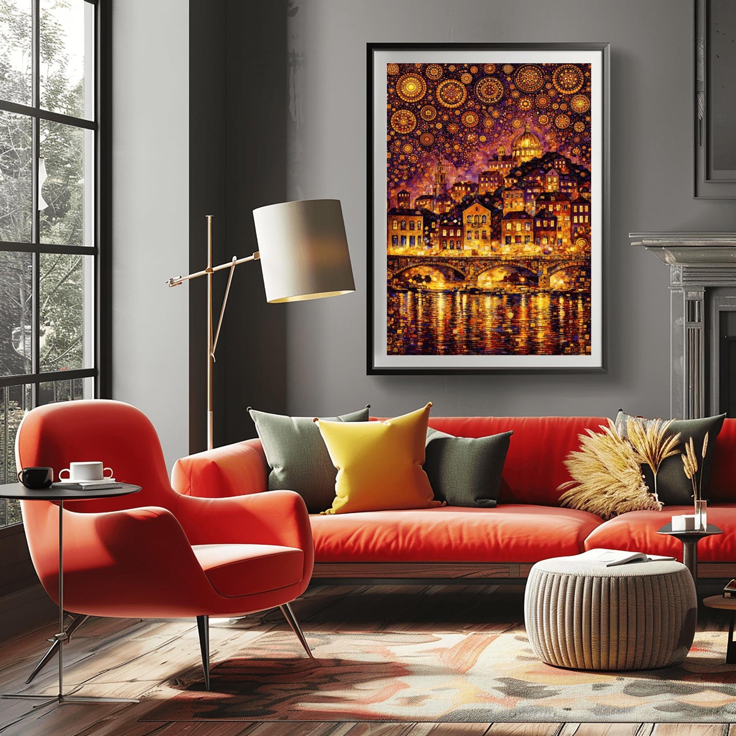 Gustav Klimt Cityscape Inspiration Print ‚Äì Starry Night Mosaic Art (view 6)