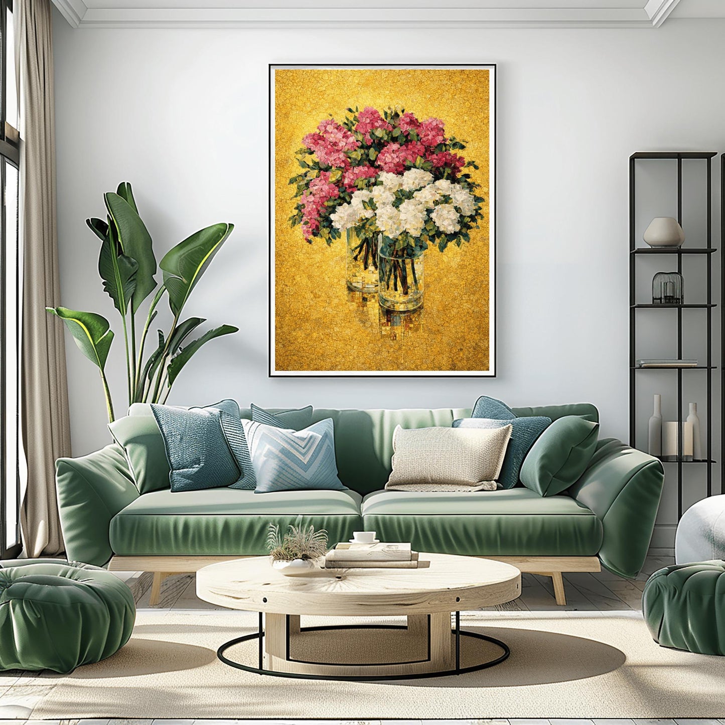 Gustav Klimt Hydrangea Inspiration Print ‚Äì Gold Floral Wall Art (view 4)