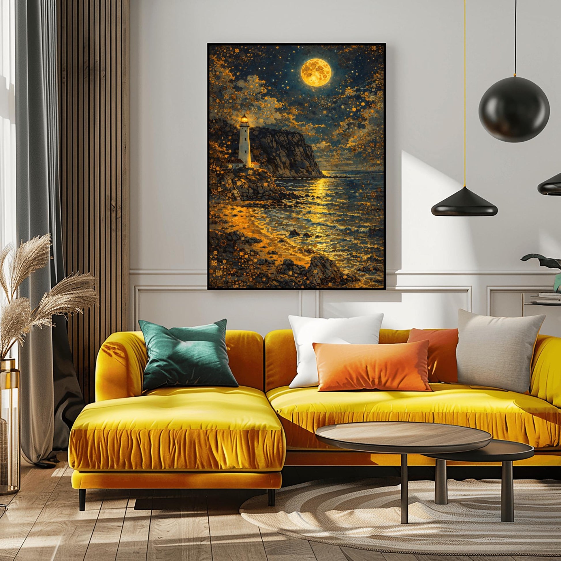 Gustav Klimt Lighthouse Inspiration Print ‚Äì Golden Moon Wall Art (view 3)