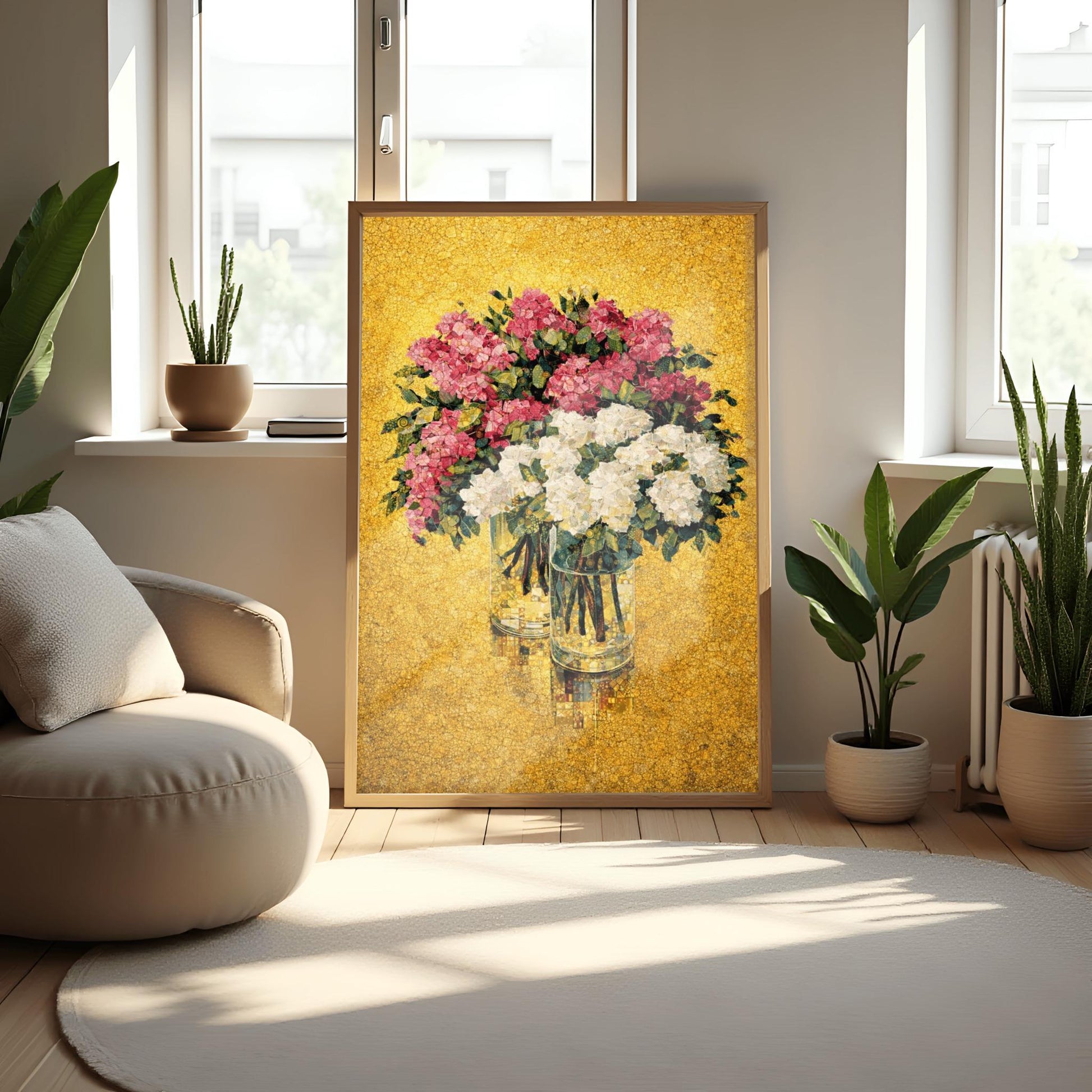 Gustav Klimt Hydrangea Inspiration Print ‚Äì Gold Floral Wall Art (view 5)