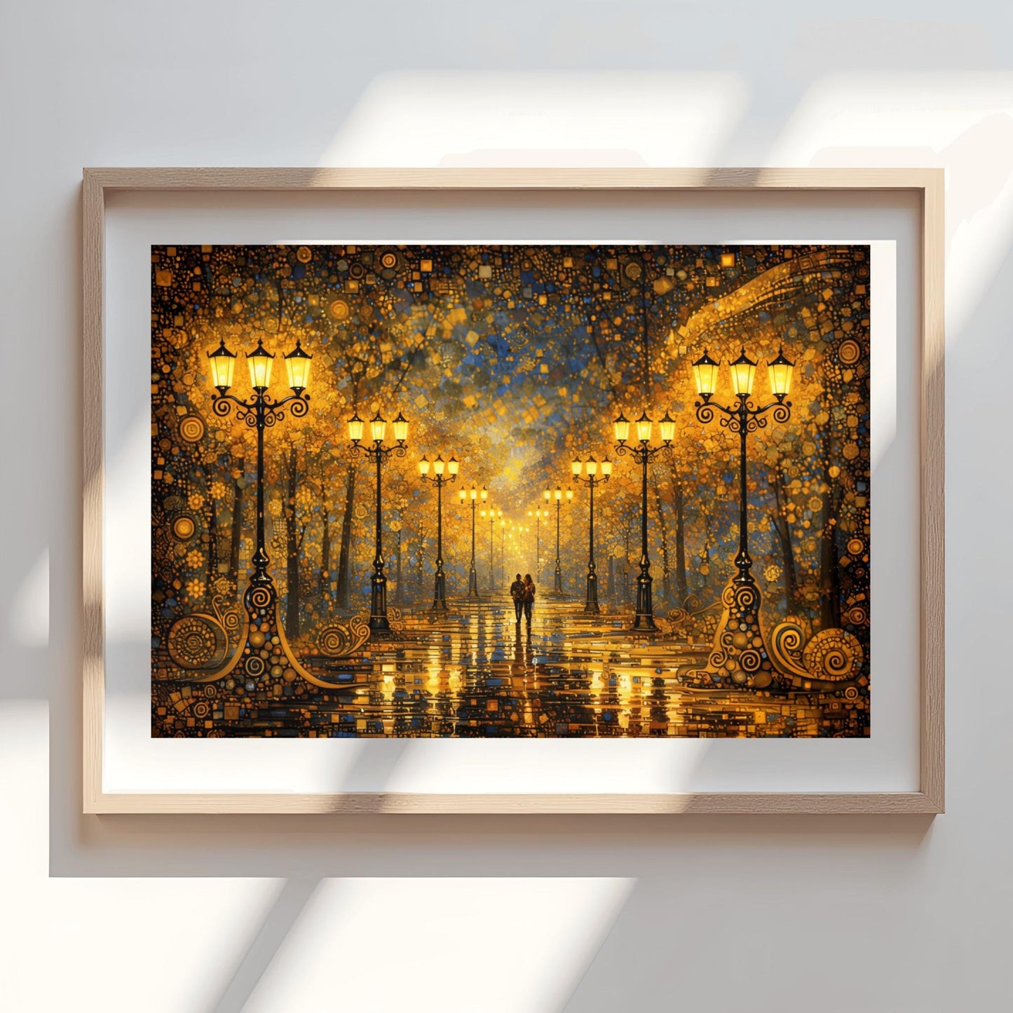 Gustav Klimt Midnight Stroll on the Avenue of Light Inspiration - Romantic Couple Walk ‚Äì (view 9)