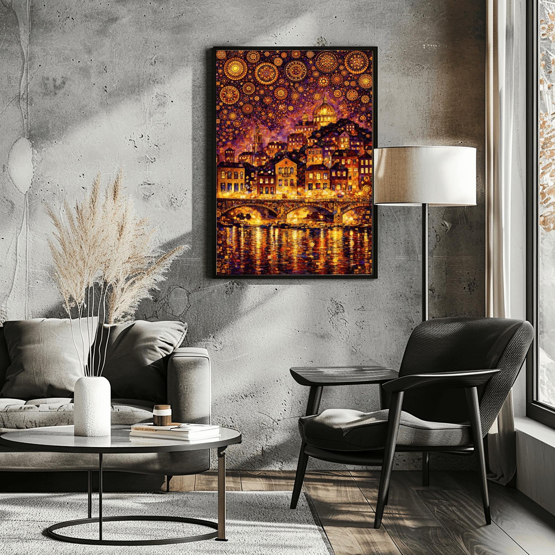 Gustav Klimt Cityscape Inspiration Print ‚Äì Starry Night Mosaic Art (view 10)