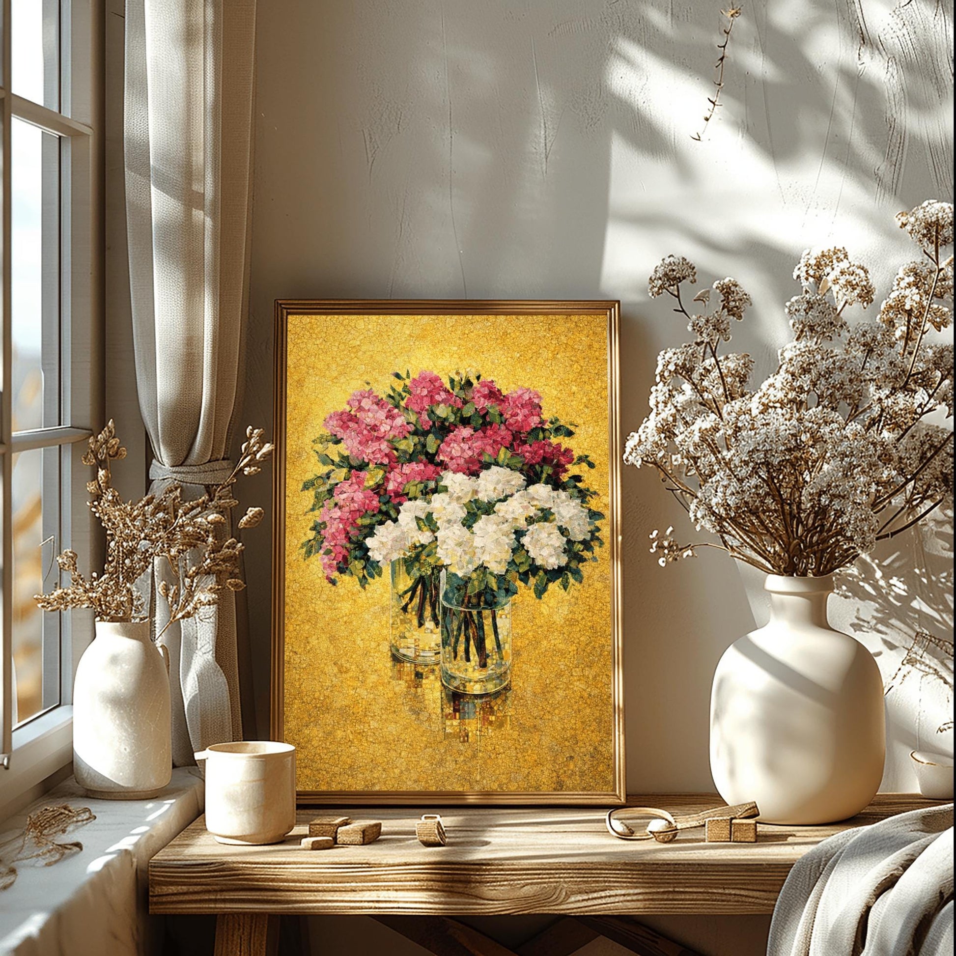 Gustav Klimt Hydrangea Inspiration Print ‚Äì Gold Floral Wall Art (view 9)