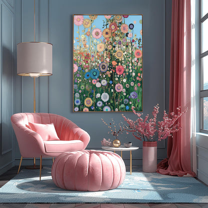 Gustav Klimt Floral Inspiration Print ‚Äì Abstract Flower Field Art (main image)