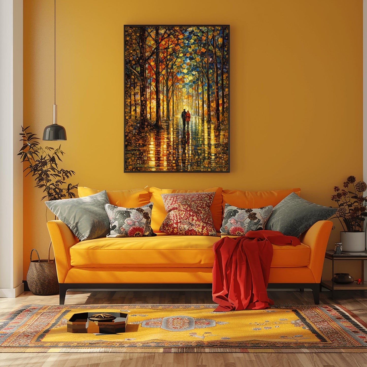 Gustav Klimt Forest Couple Inspiration Print ‚Äì Romantic Autumn Walk Wall Art (view 3)