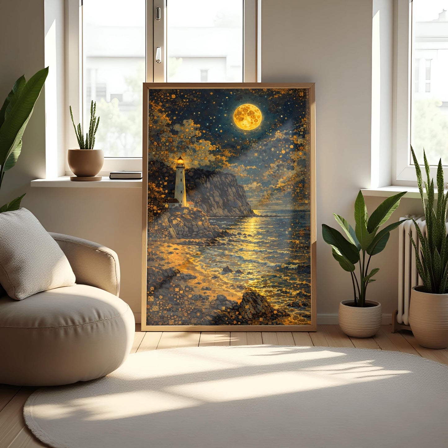 Gustav Klimt Lighthouse Inspiration Print ‚Äì Golden Moon Wall Art (view 9)