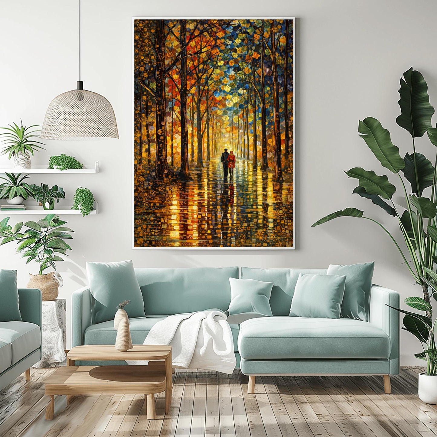 Gustav Klimt Forest Couple Inspiration Print ‚Äì Romantic Autumn Walk Wall Art (view 5)