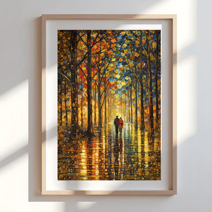 Gustav Klimt Forest Couple Inspiration Print ‚Äì Romantic Autumn Walk Wall Art (view 6)