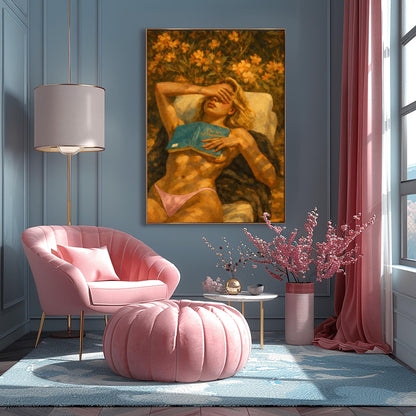 Sun-Drenched Gorgeous Woman Painting ‚Äì Romantic Oil Print (main image)