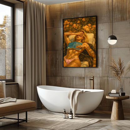Sun-Drenched Gorgeous Woman Painting ‚Äì Romantic Oil Print (view 4)