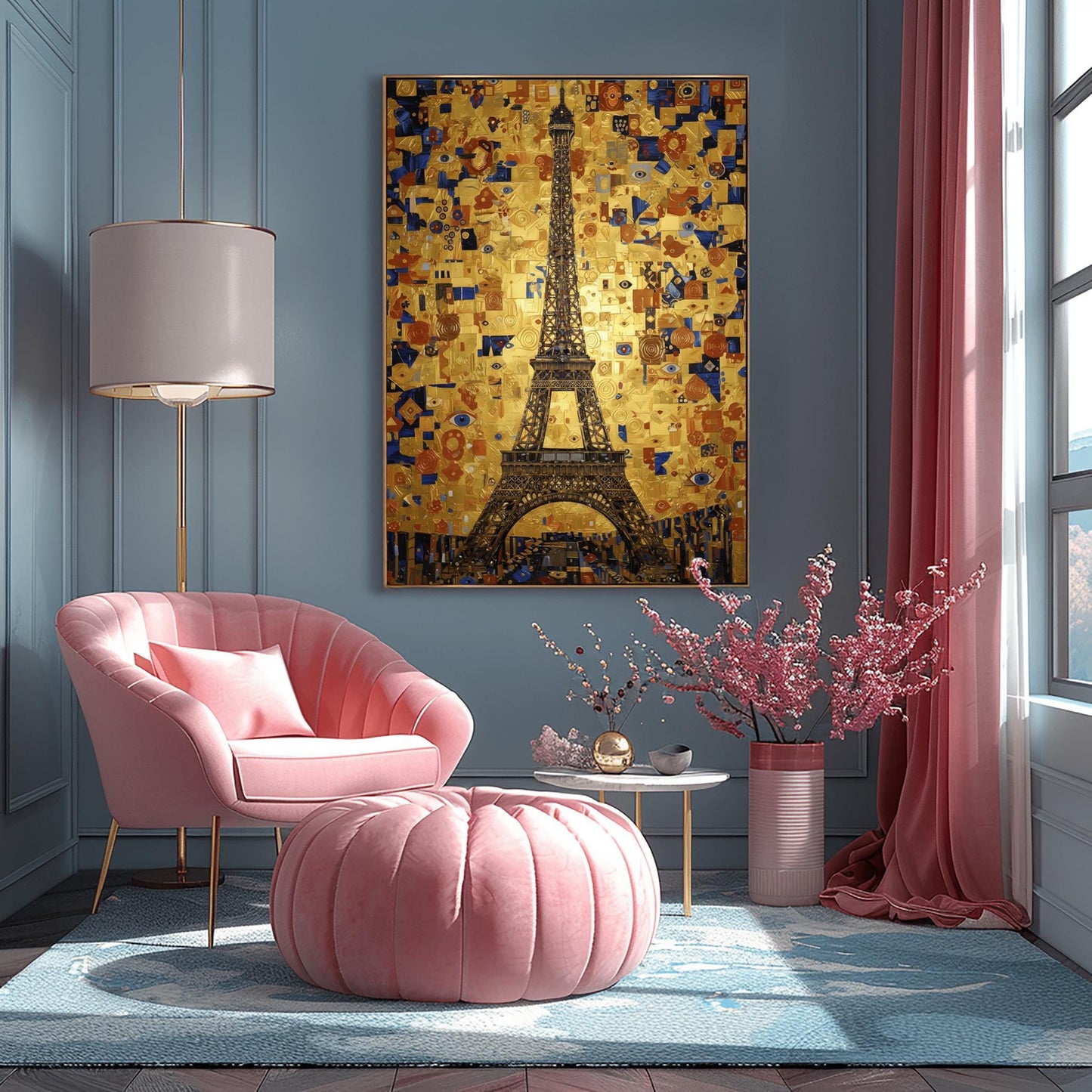 Gustav Klimt Eiffel Tower Inspiration Print ‚Äì Gold Paris Wall Art (main image)