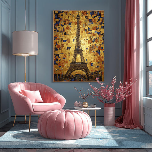 Gustav Klimt Eiffel Tower Inspiration Print ‚Äì Gold Paris Wall Art (main image)