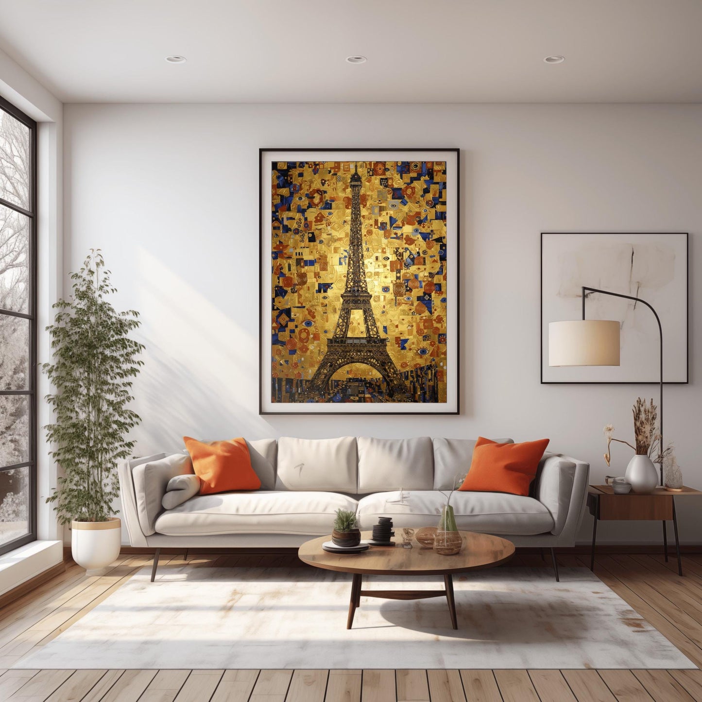 Gustav Klimt Eiffel Tower Inspiration Print ‚Äì Gold Paris Wall Art (view 2)