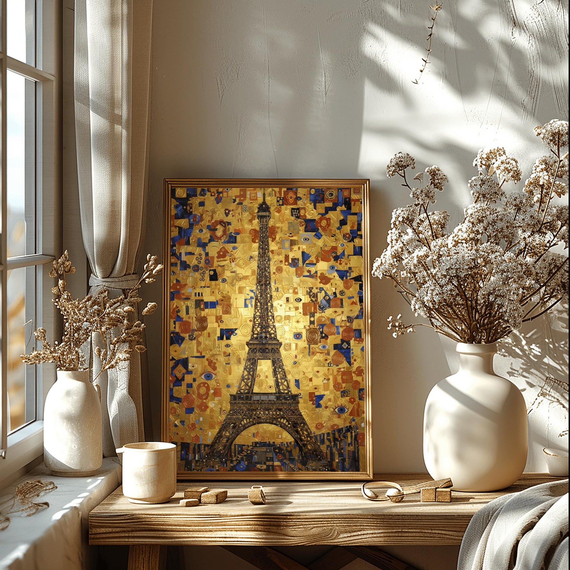 Gustav Klimt Eiffel Tower Inspiration Print ‚Äì Gold Paris Wall Art (view 4)