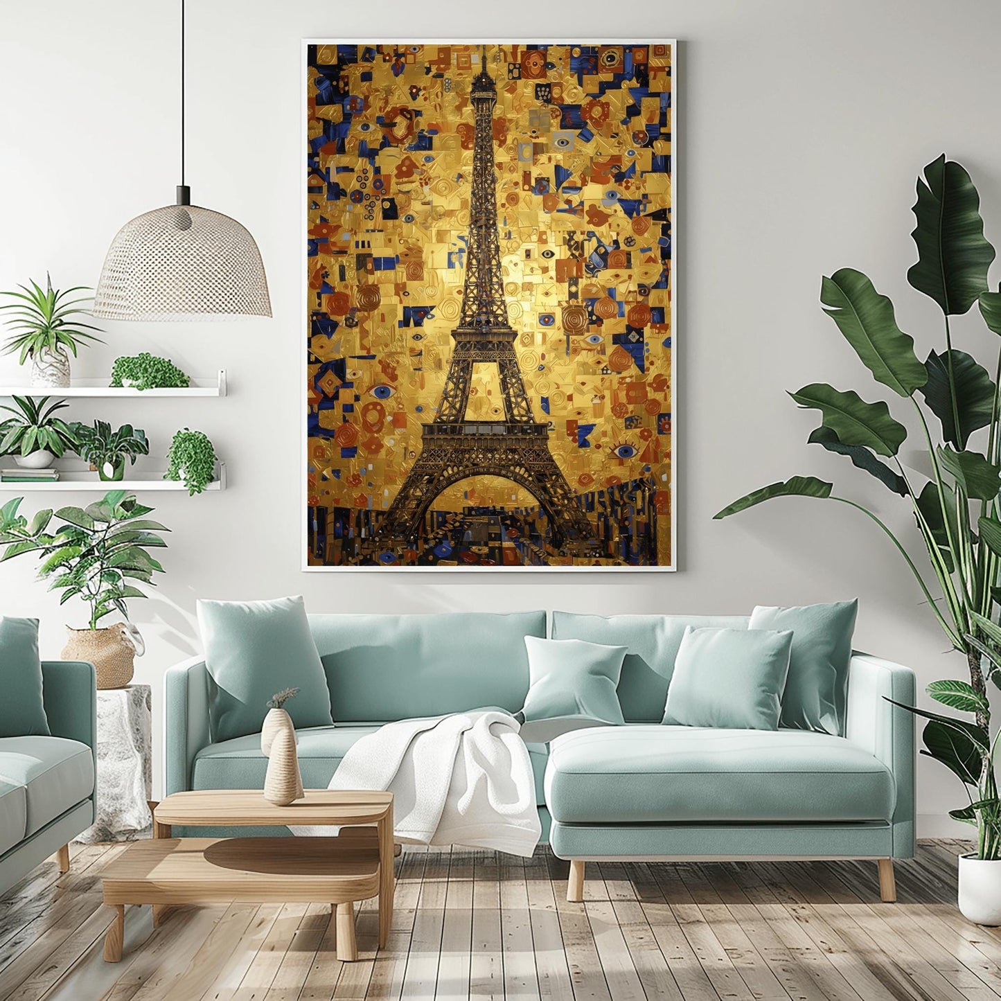 Gustav Klimt Eiffel Tower Inspiration Print ‚Äì Gold Paris Wall Art (view 5)
