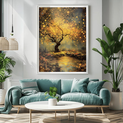 Gustav Klimt Inspired Tree of Life Print ‚Äì Golden Mystical Landscape (main image)