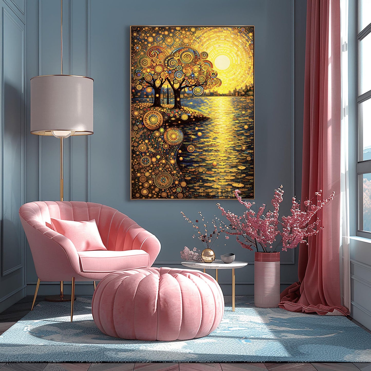 Gustav Klimt Inspired Mandala Sunset ‚Äì Golden Tree of Life Art (view 2)