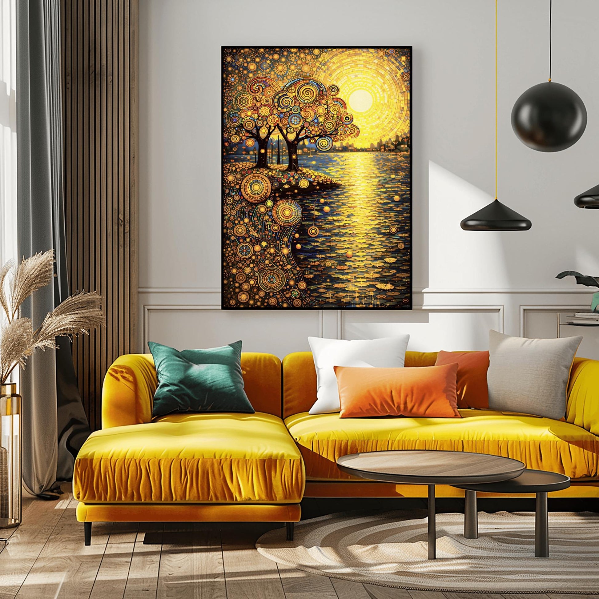 Gustav Klimt Inspired Mandala Sunset ‚Äì Golden Tree of Life Art (view 3)
