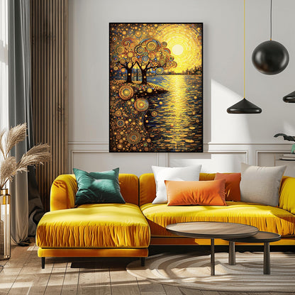 Gustav Klimt Inspired Mandala Sunset ‚Äì Golden Tree of Life Art (view 3)