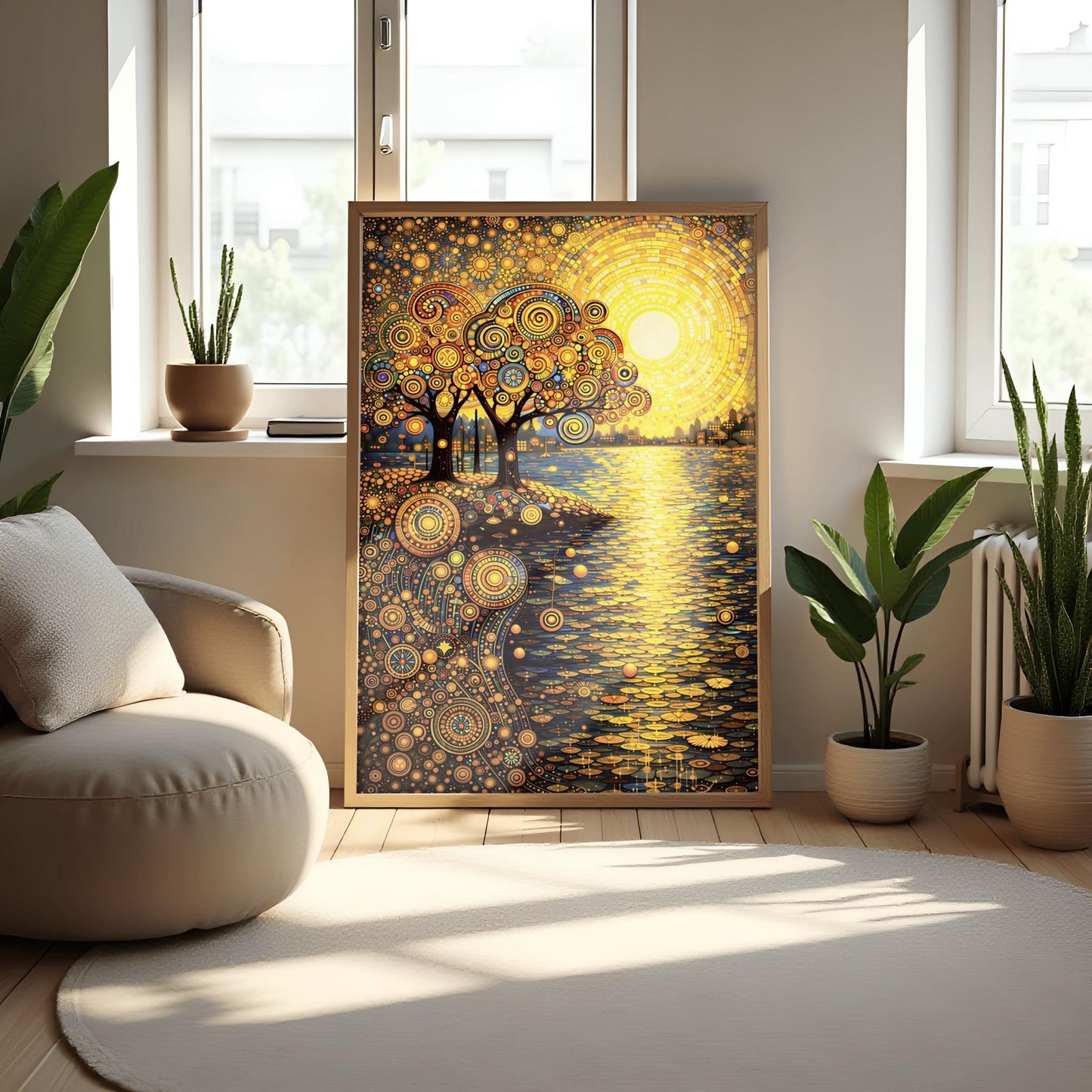 Gustav Klimt Inspired Mandala Sunset ‚Äì Golden Tree of Life Art (view 4)