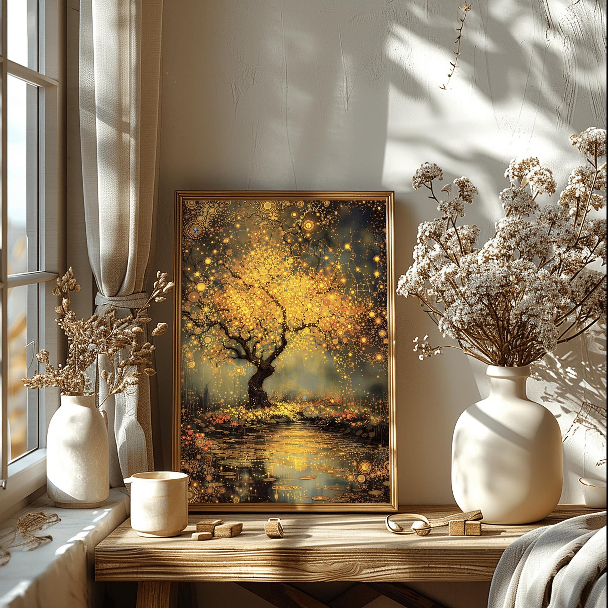 Gustav Klimt Inspired Tree of Life Print ‚Äì Golden Mystical Landscape (view 4)