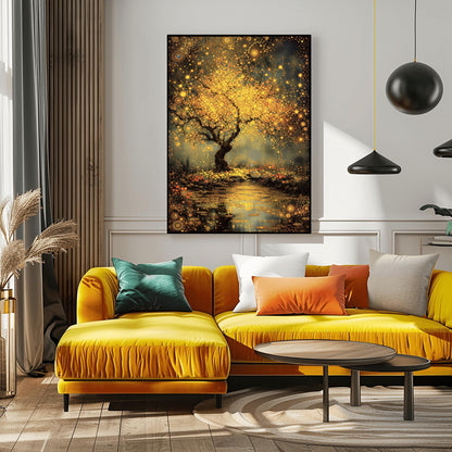 Gustav Klimt Inspired Tree of Life Print ‚Äì Golden Mystical Landscape (view 5)