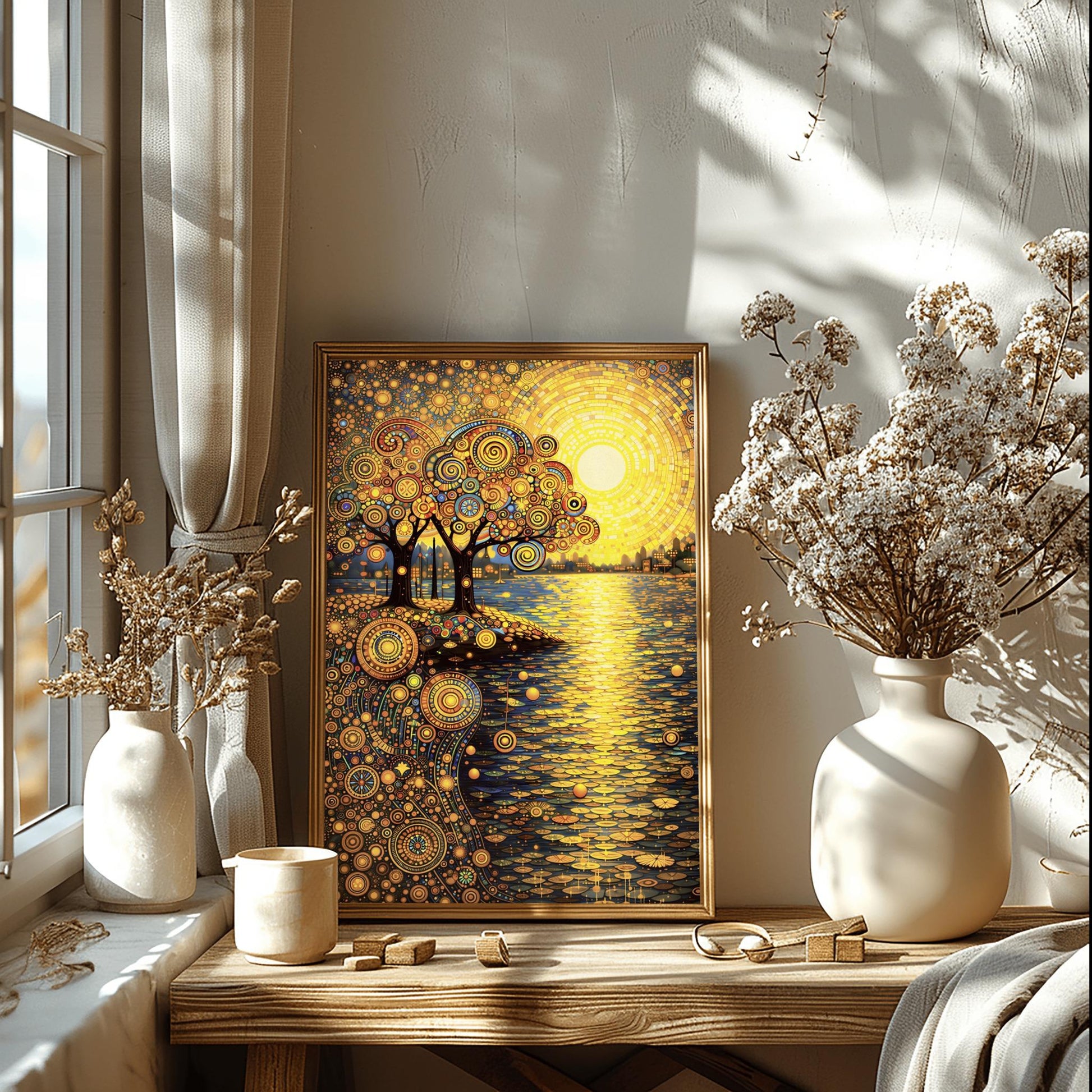 Gustav Klimt Inspired Mandala Sunset ‚Äì Golden Tree of Life Art (view 7)