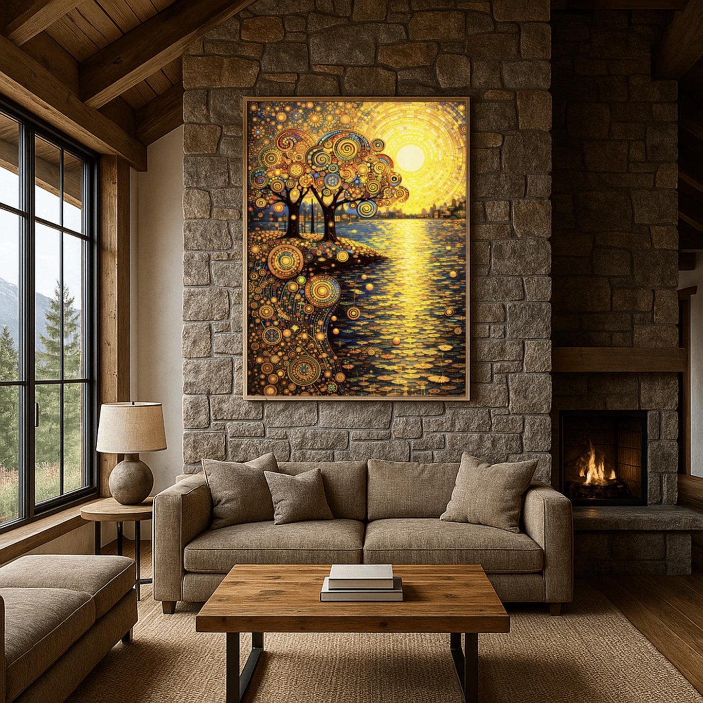 Gustav Klimt Inspired Mandala Sunset ‚Äì Golden Tree of Life Art (view 8)