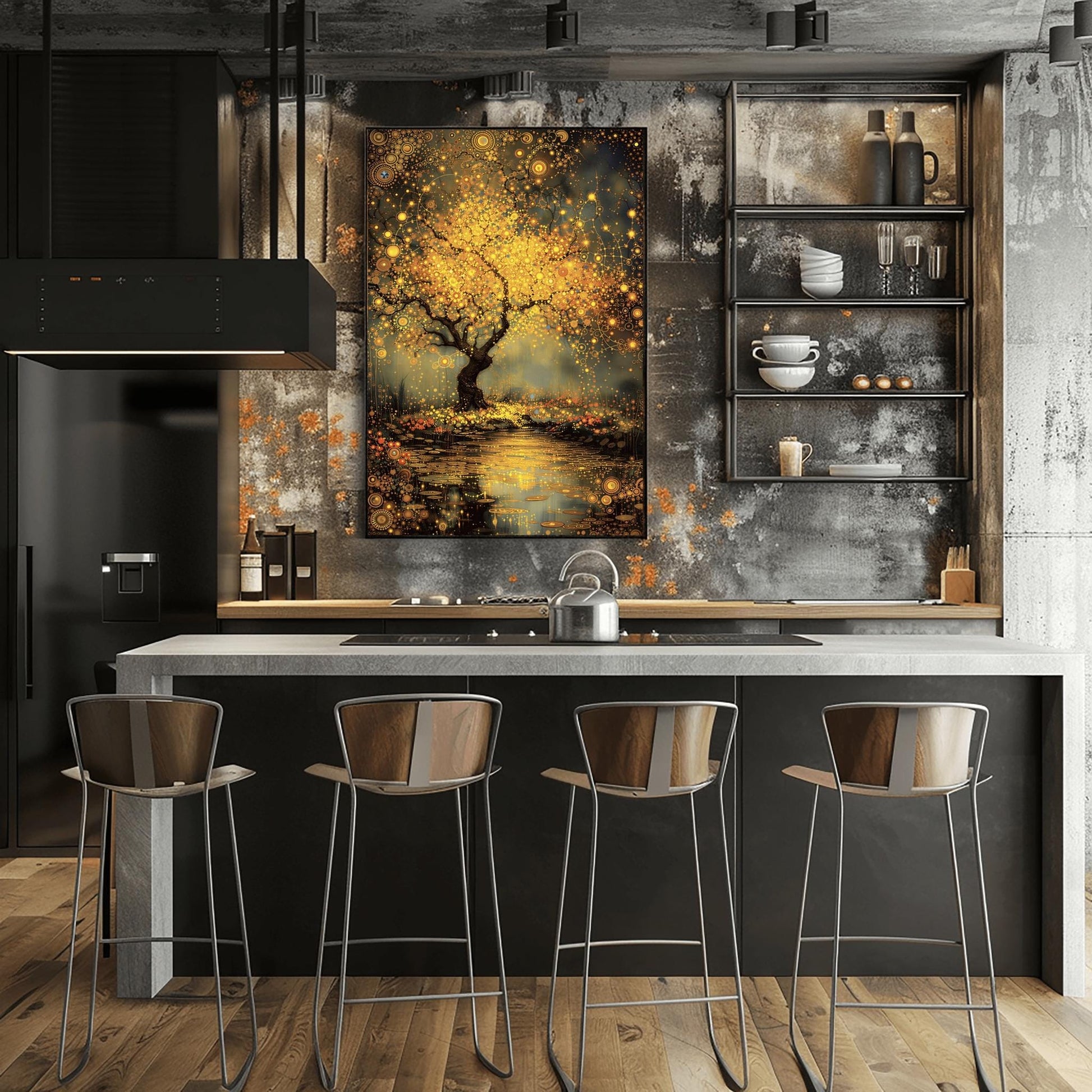 Gustav Klimt Inspired Tree of Life Print ‚Äì Golden Mystical Landscape (view 8)