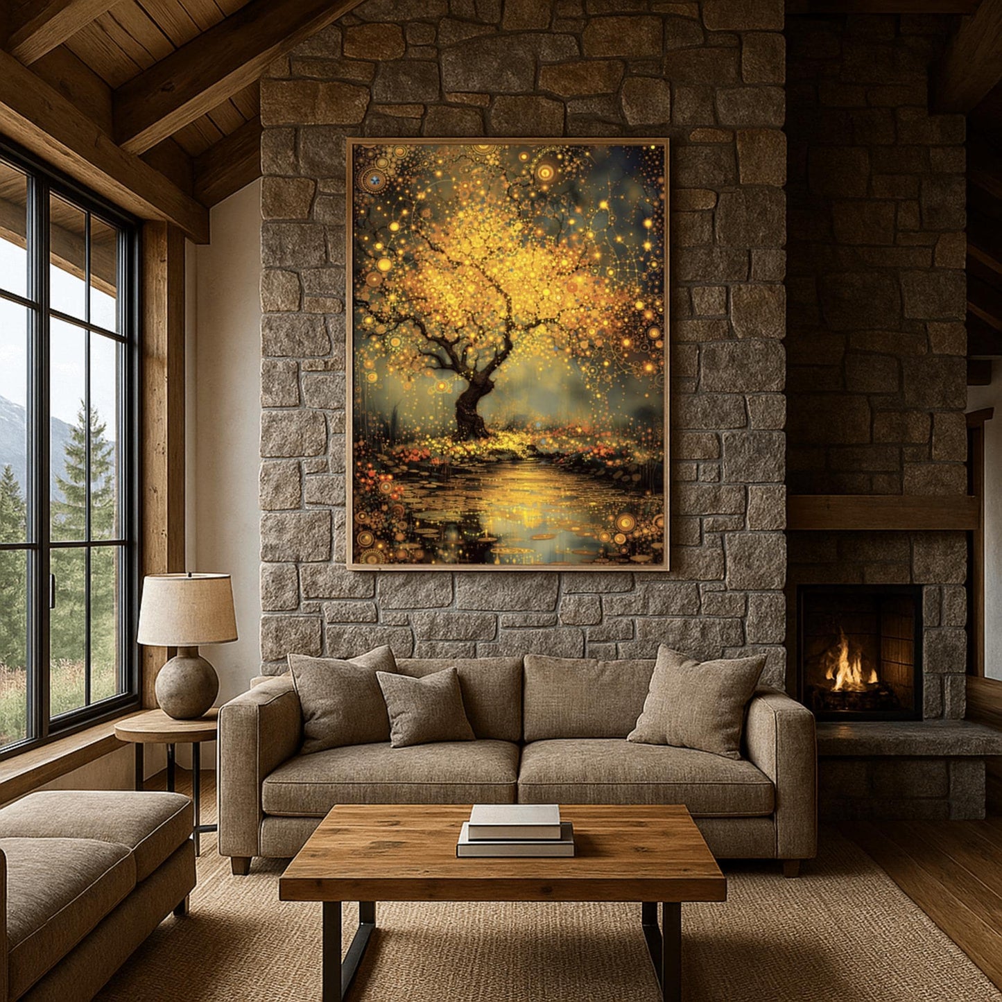 Gustav Klimt Inspired Tree of Life Print ‚Äì Golden Mystical Landscape (view 9)