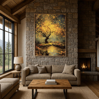 Gustav Klimt Inspired Tree of Life Print ‚Äì Golden Mystical Landscape (view 9)