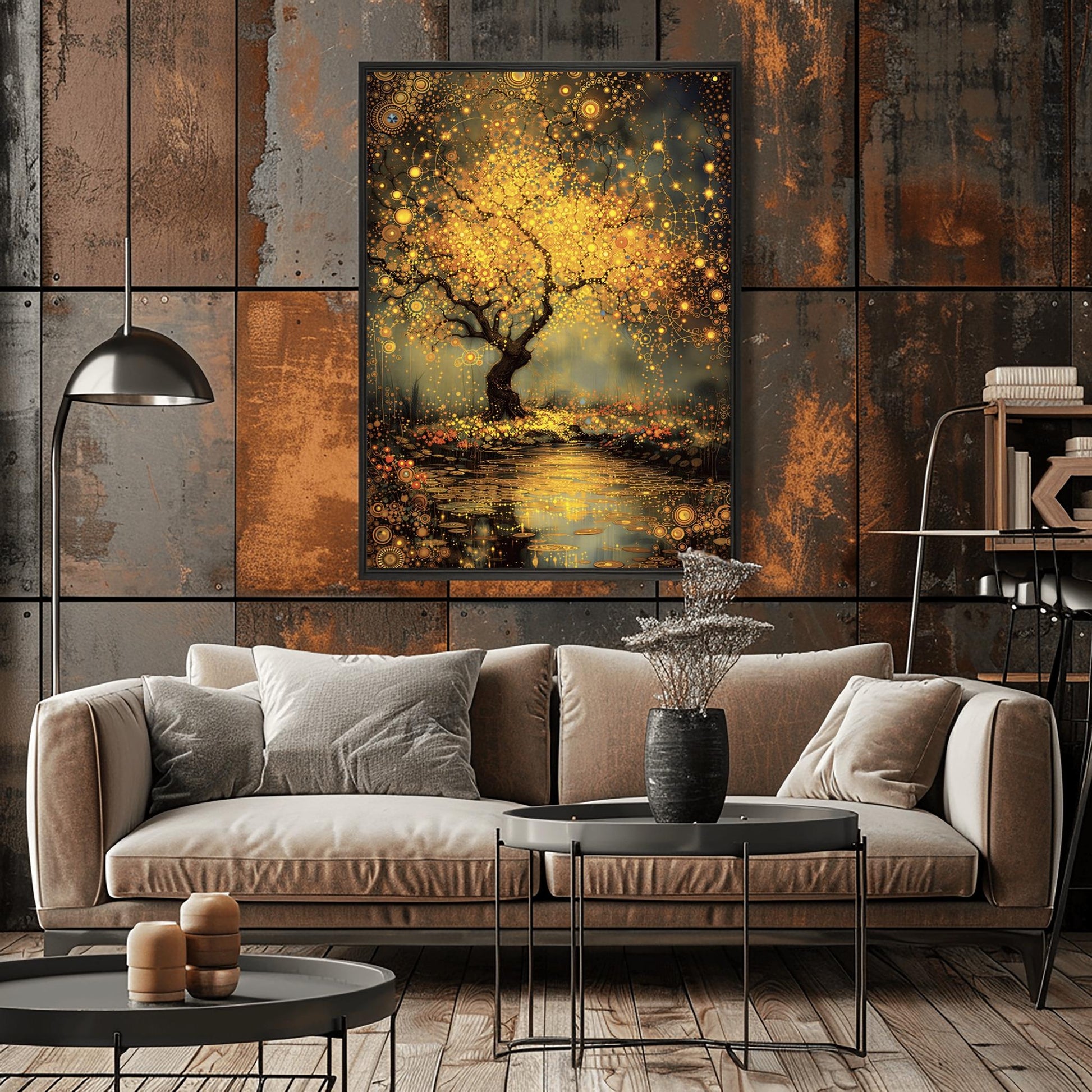 Gustav Klimt Inspired Tree of Life Print ‚Äì Golden Mystical Landscape (view 10)