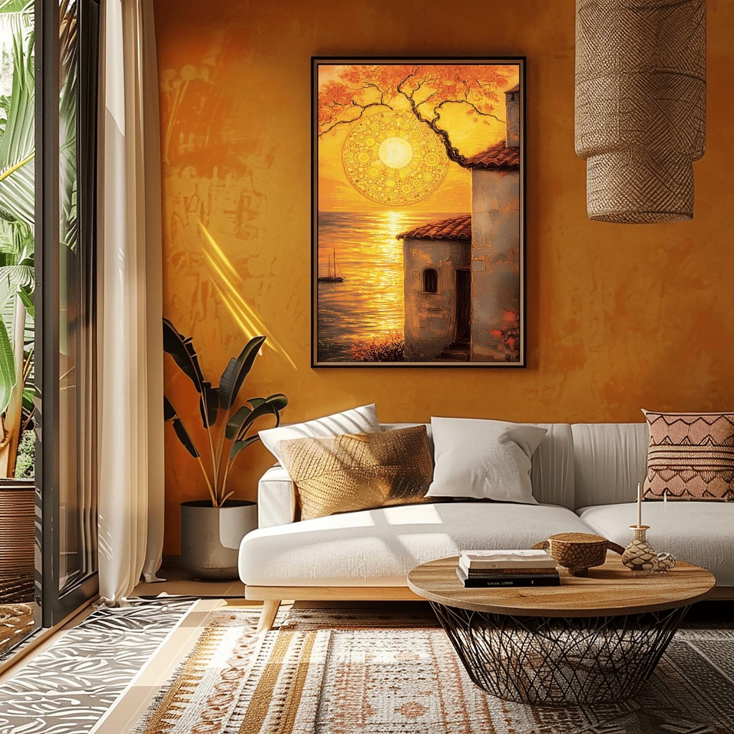 Gustav Klimt Inspired Coastal Sunset ‚Äì Tuscan Villa Wall Art (main image)