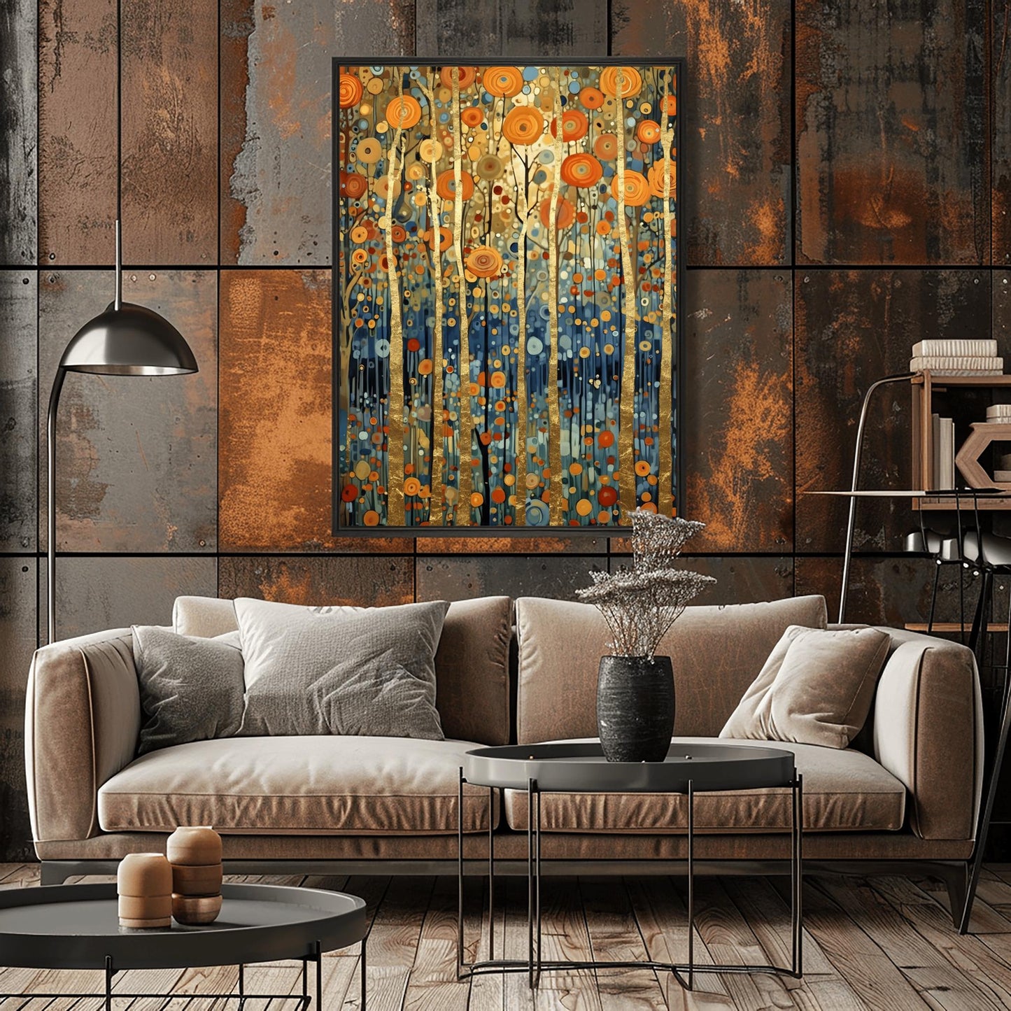 Gustav Klimt Inspired Forest Art ‚Äì Golden Birch Trees Print (view 2)