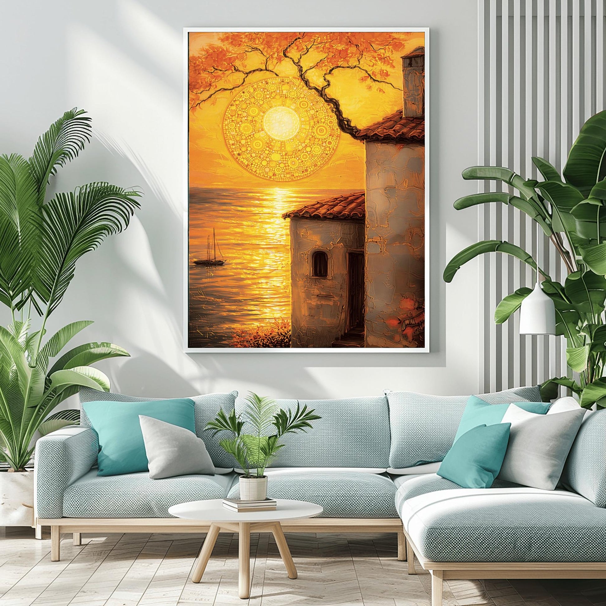 Gustav Klimt Inspired Coastal Sunset ‚Äì Tuscan Villa Wall Art (view 2)