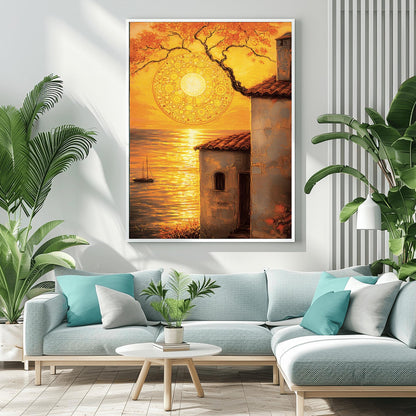 Gustav Klimt Inspired Coastal Sunset ‚Äì Tuscan Villa Wall Art (view 2)