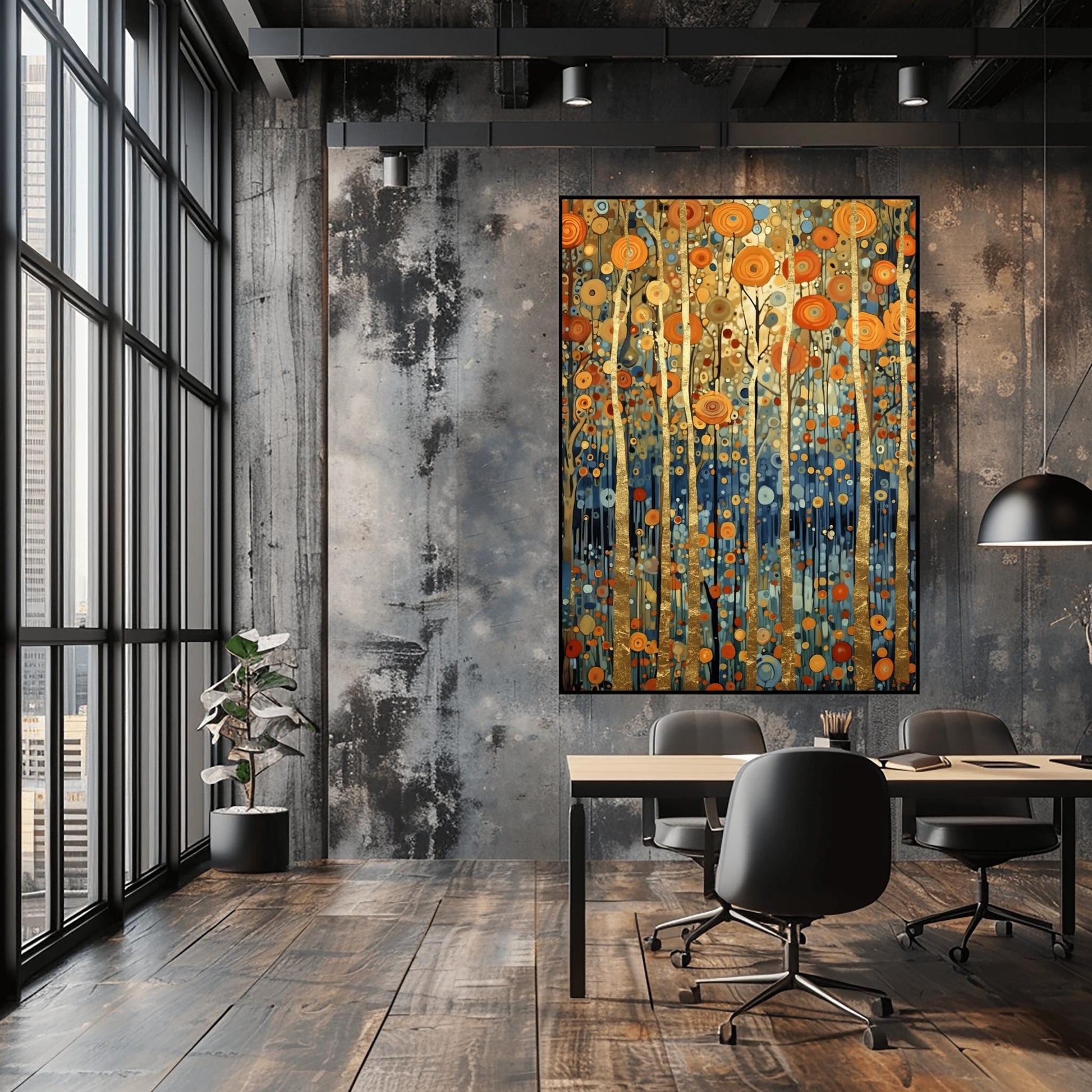 Gustav Klimt Inspired Forest Art ‚Äì Golden Birch Trees Print (view 3)