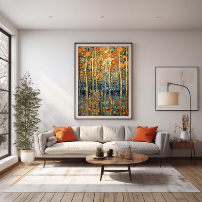 Gustav Klimt Inspired Forest Art ‚Äì Golden Birch Trees Print (view 5)