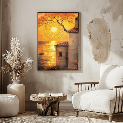Gustav Klimt Inspired Coastal Sunset ‚Äì Tuscan Villa Wall Art (view 6)