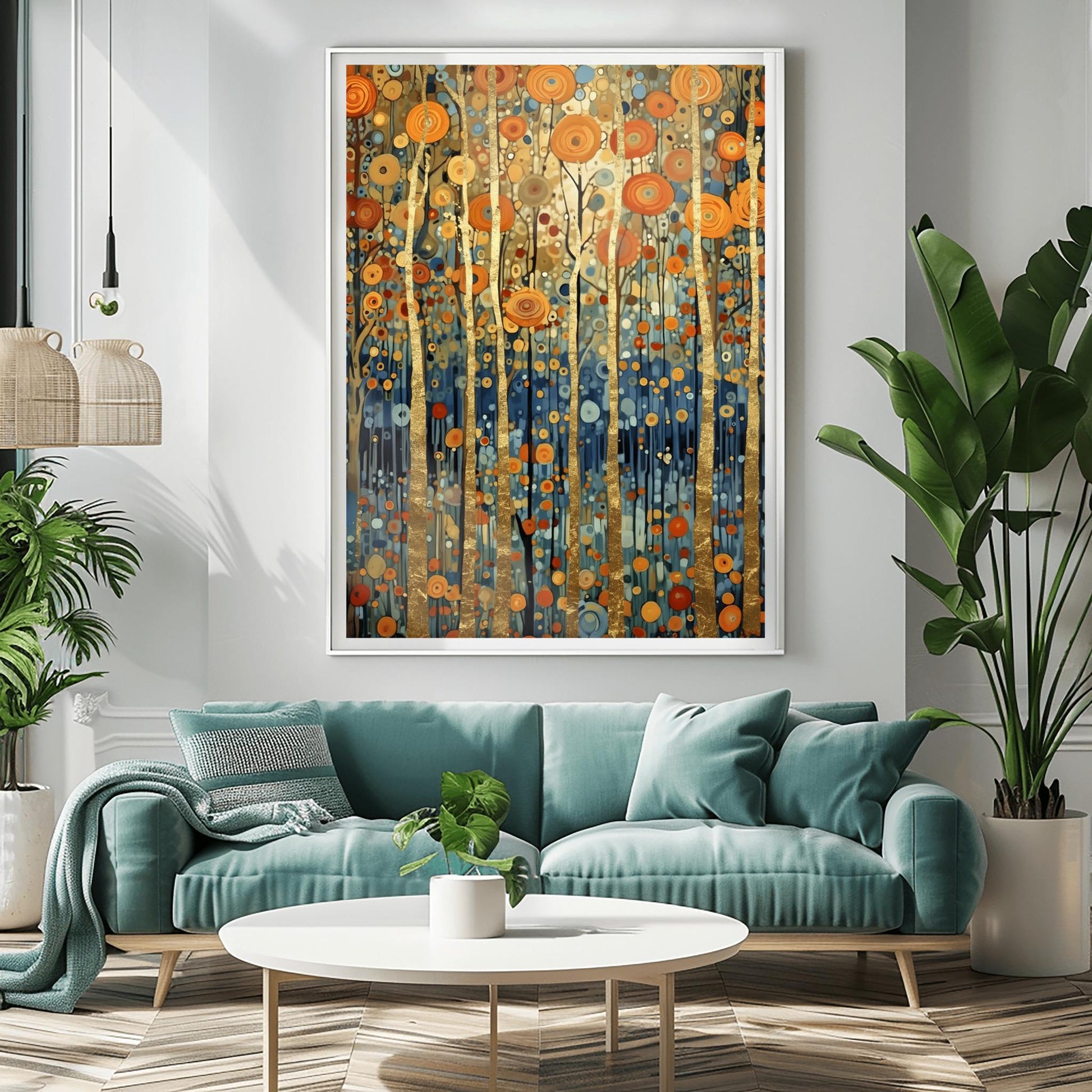 Gustav Klimt Inspired Forest Art ‚Äì Golden Birch Trees Print (view 8)