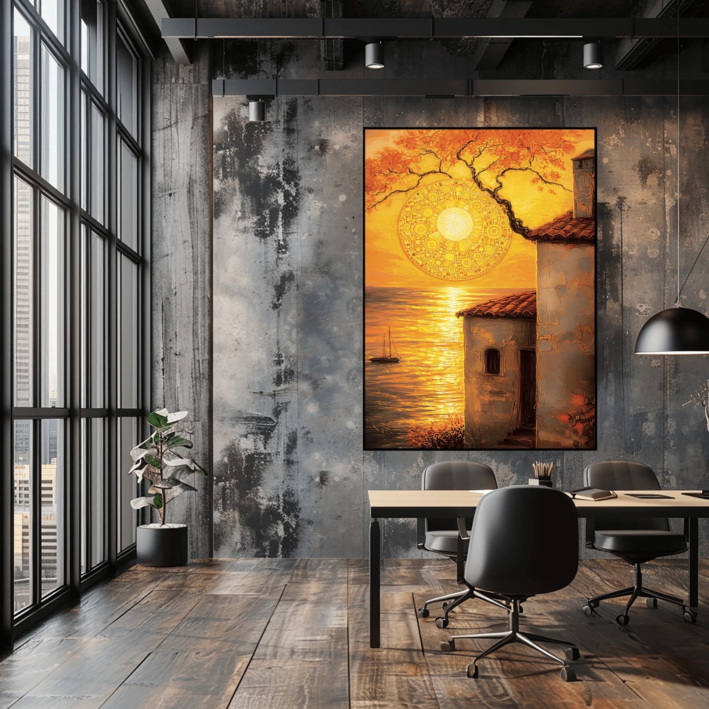 Gustav Klimt Inspired Coastal Sunset ‚Äì Tuscan Villa Wall Art (view 7)