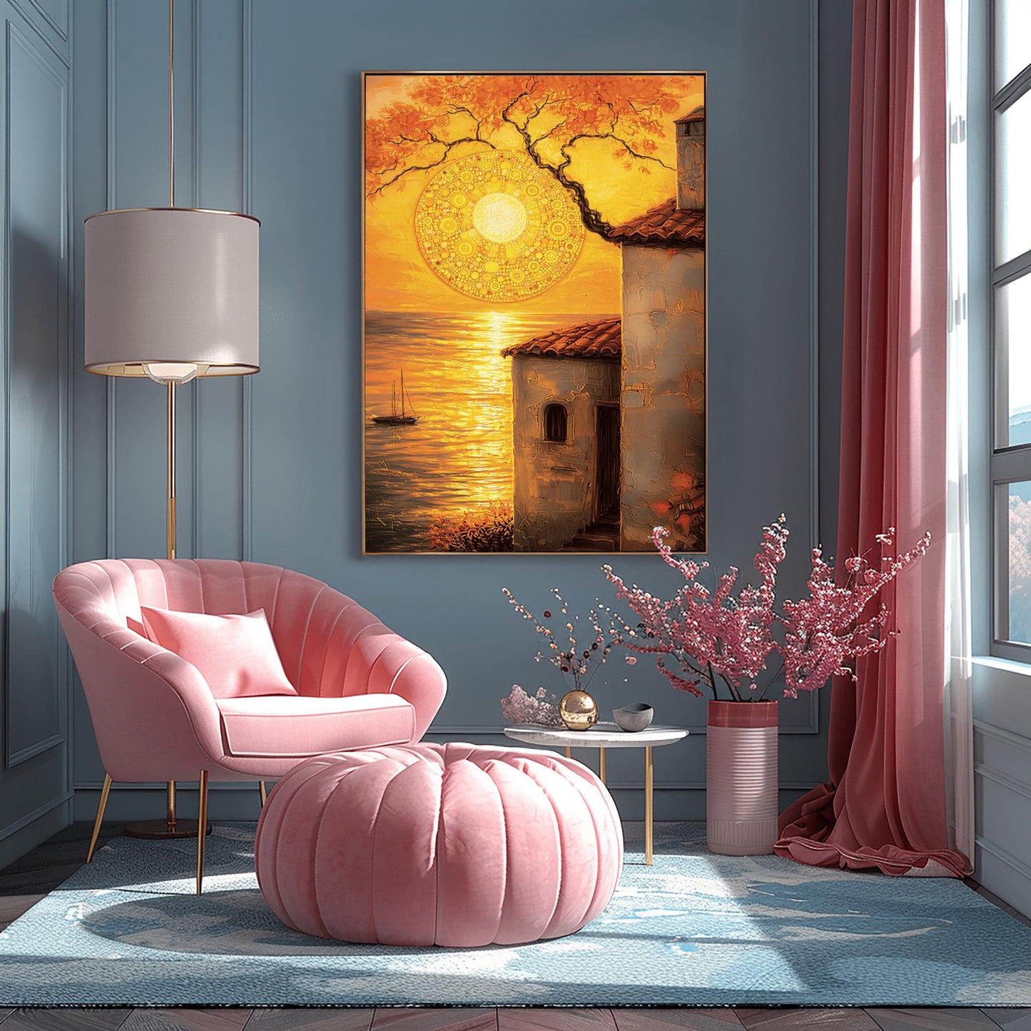 Gustav Klimt Inspired Coastal Sunset ‚Äì Tuscan Villa Wall Art (view 9)