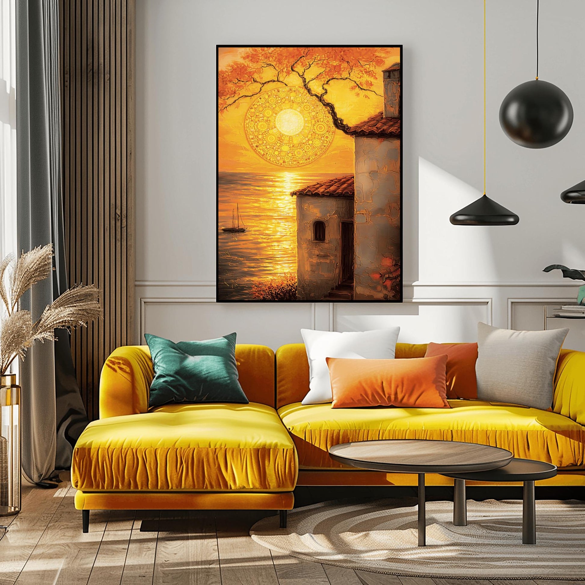 Gustav Klimt Inspired Coastal Sunset ‚Äì Tuscan Villa Wall Art (view 10)