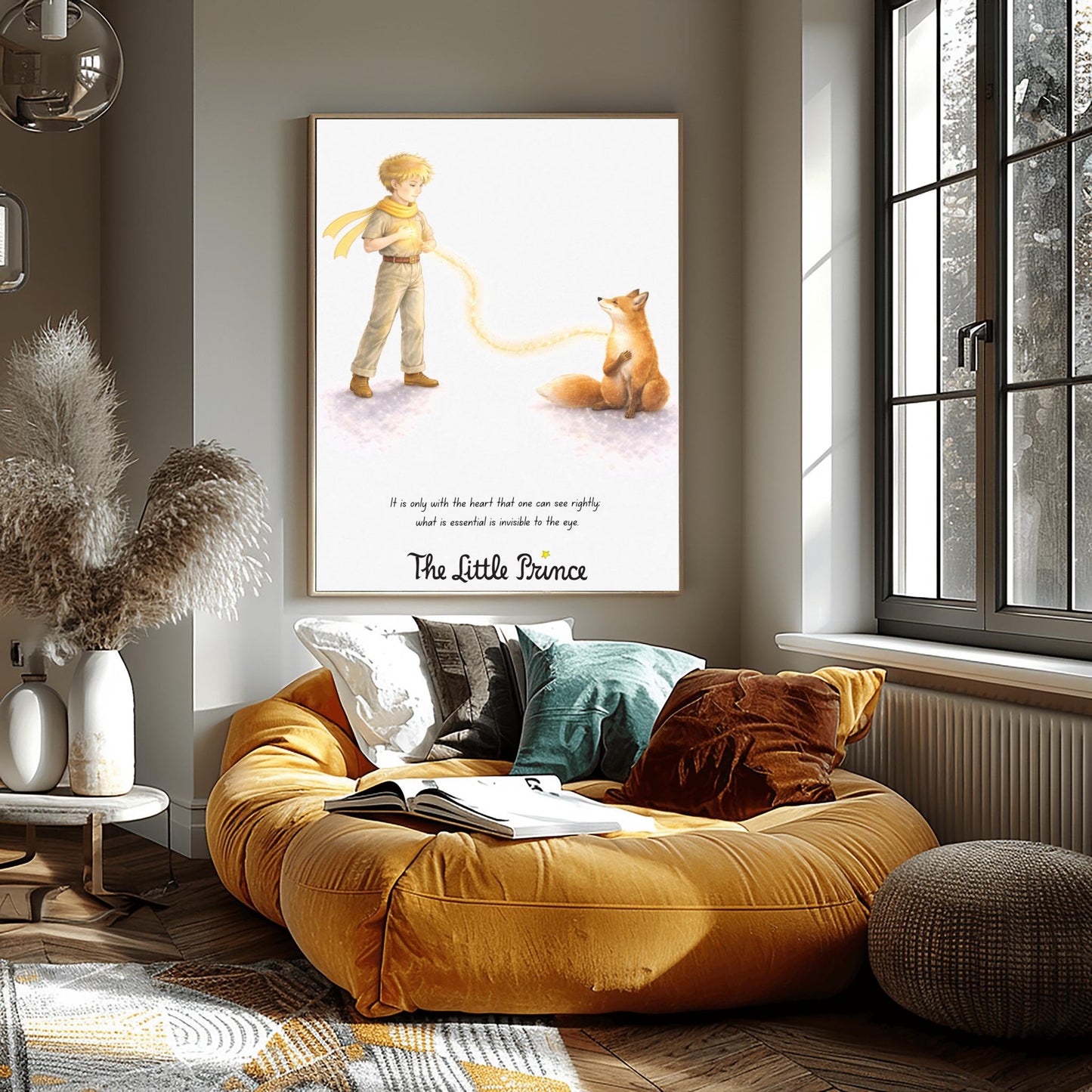 The Little Prince Invisible Heart Art - Le Petit Prince Fox Quote Print - "It Is Only With The Heart" Wall Decor