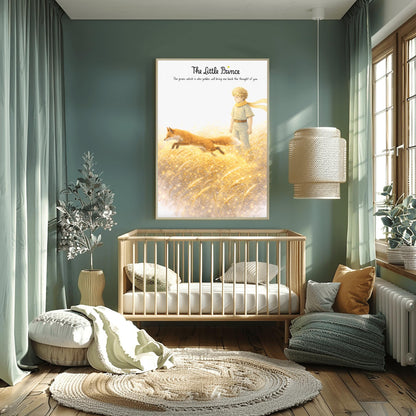 The Little Prince Golden Wheat Field Art - Le Petit Prince Fox Quote Print - "The Grain Will Bring Back the Thought of You" Poster