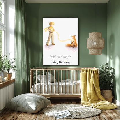 The Little Prince Invisible Heart Art - Le Petit Prince Fox Quote Print - "It Is Only With The Heart" Wall Decor