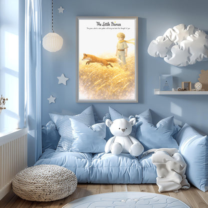 The Little Prince Golden Wheat Field Art - Le Petit Prince Fox Quote Print - "The Grain Will Bring Back the Thought of You" Poster