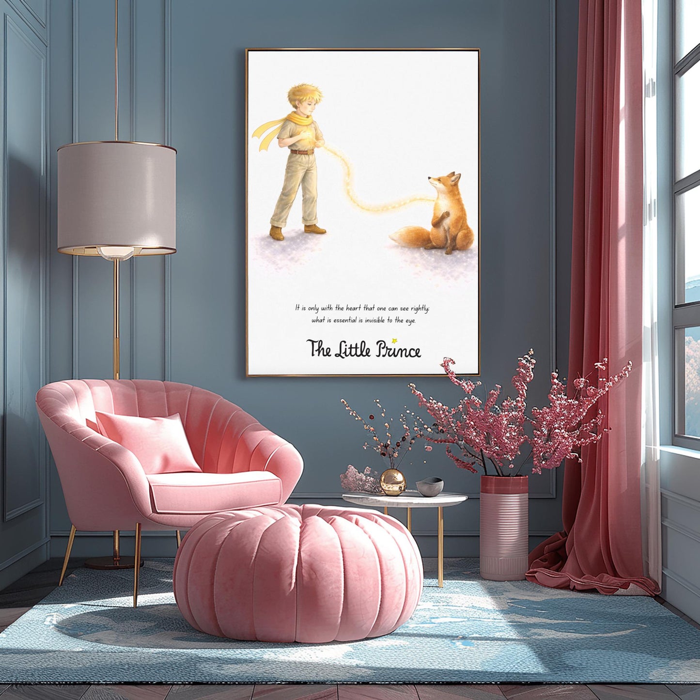 The Little Prince Invisible Heart Art - Le Petit Prince Fox Quote Print - "It Is Only With The Heart" Wall Decor